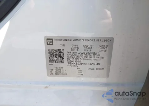 2022 Chevrolet Blazer Fwd 2Lt from USA, damaged, VIN 3GNKBCR44NS126346